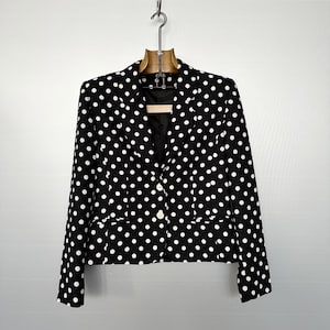 Vintage Schwarz Weiß Polka Dot Damen Jacke