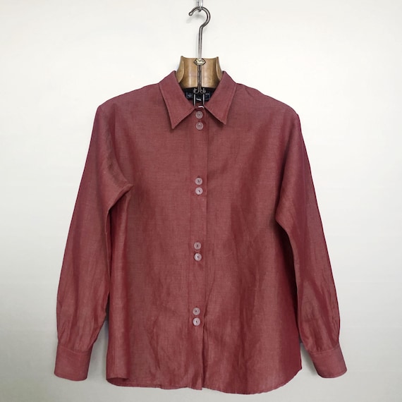 Saint James, Vintage Saint James Blouse | Raspberry Linen Blend | Nautical Details | FR40
