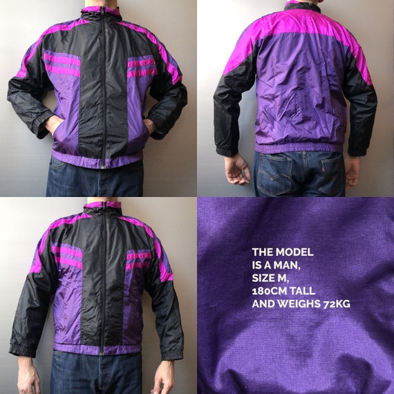 Vintage 80s Track Jacket | Pink Purple Hip Hop Sportswear | Etirel