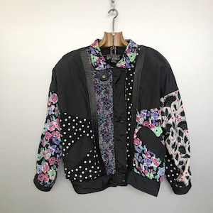 Vintage Floral Black Bomber Jacket
