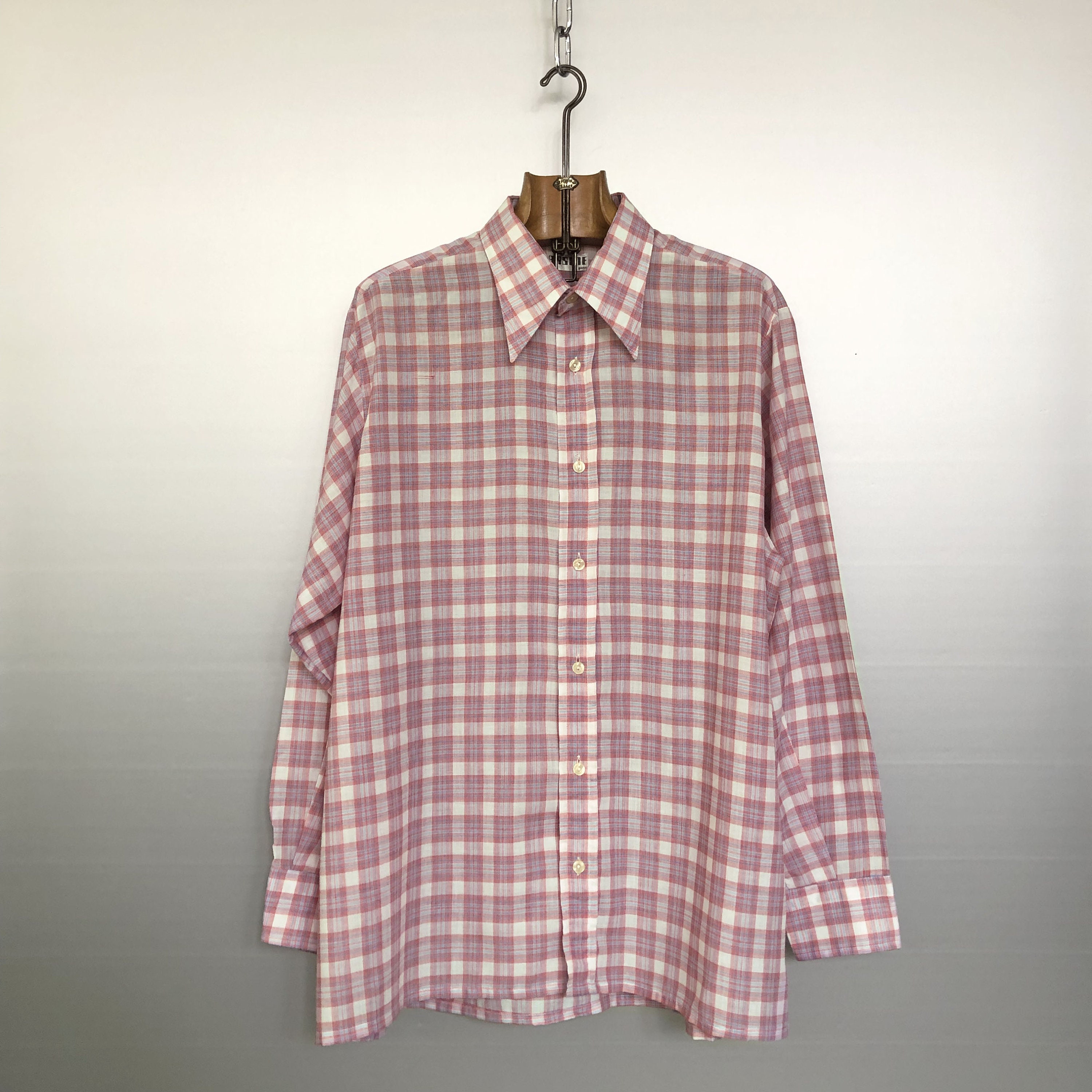 Vintage Checked 70s Long Sleeves Shirt - Etsy Vintage Checked 70s Long Sleeves Shirt - Etsy