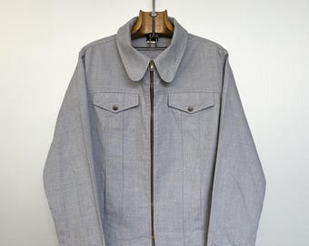 Chaqueta de trabajo vintage / Lona gris azul estilo camionero / Tobias / Talla M