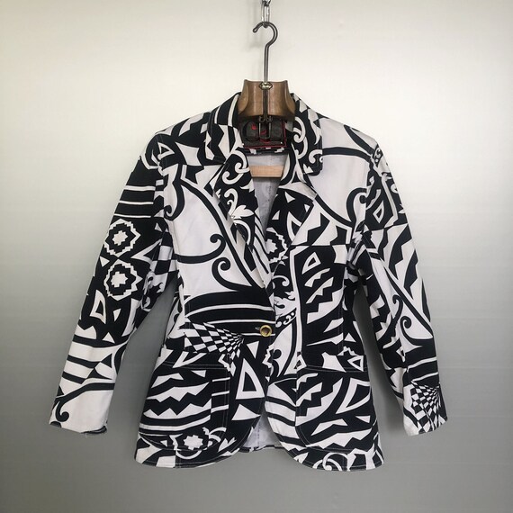 Vintage Black and White Geometric Designer Jacket - Etsy
