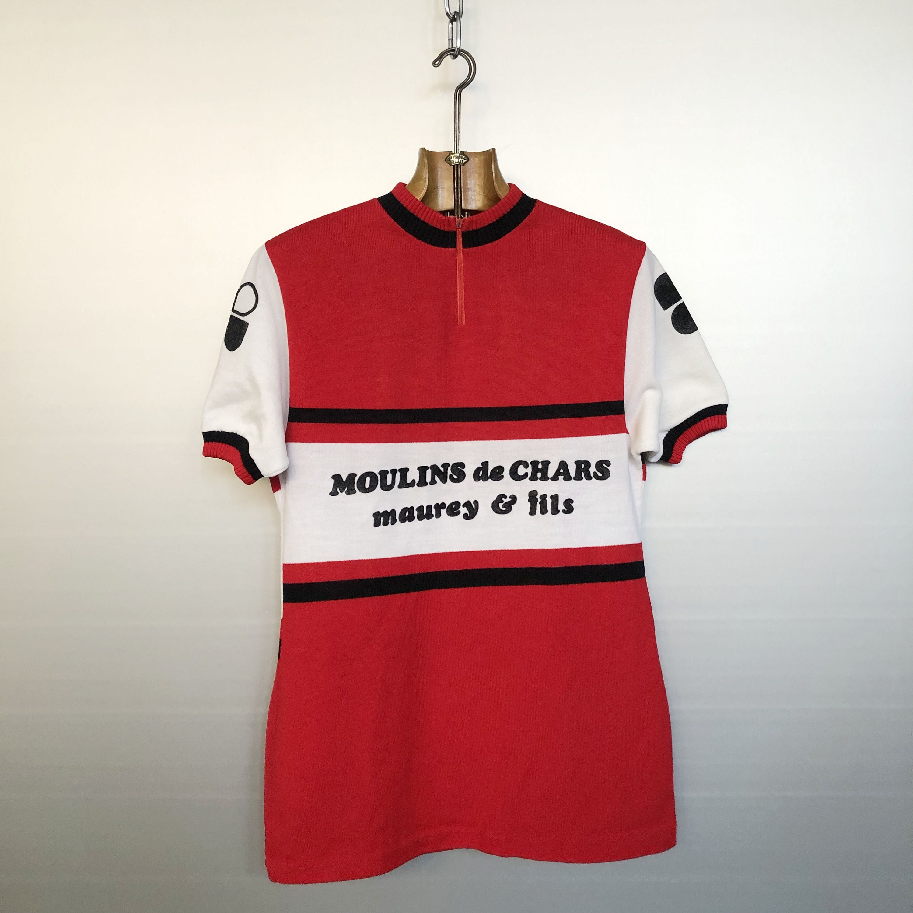 80's Vintage Colour Block Cycling Jersey All Cotton Unisex Size Small