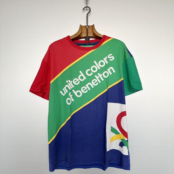 Vintage 90s Benetton Colorblock Tee | Size XL - Etsy