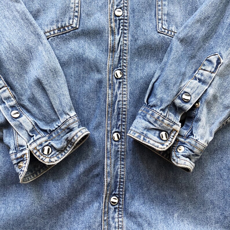 Camisa jeans vintage | Estilo cowboy com pala paisley | Indiana Rock | Tamanho G imagem 6