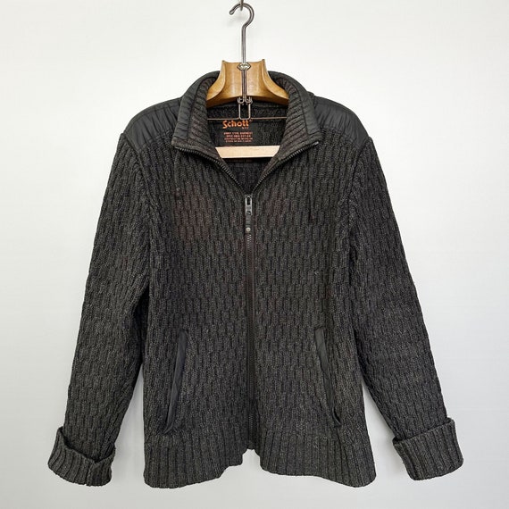 Vintage Schott Wool Jacket | Cable Knit Nylon Patches | Military 