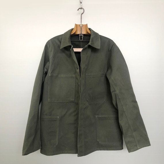 ジャケット・アウター 60s 70s Germany cover all cotton twill Vintage German Jacket | Khaki Heavy Cotton Workwear | Made in