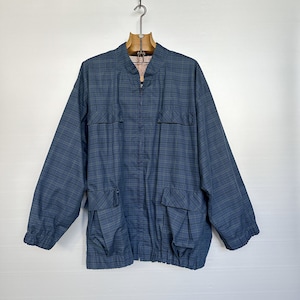 Giubbotto bomber vintage a quadri blu grigiastro