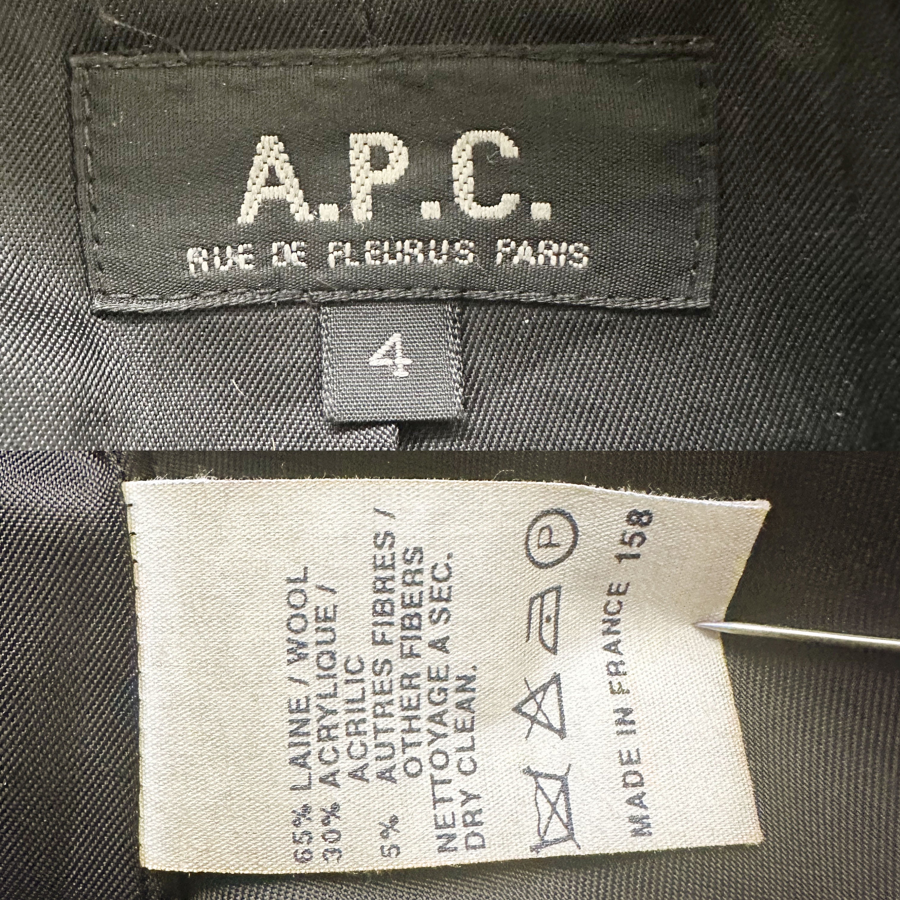 ヴィンテージ A.P.C. ヘリンボーンウール フード付きコート | フランス