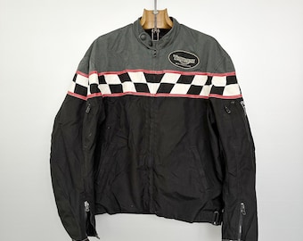Vintage Triumph Biker Jacket | Triple Connection Racing | Cordura & Leather | Size L