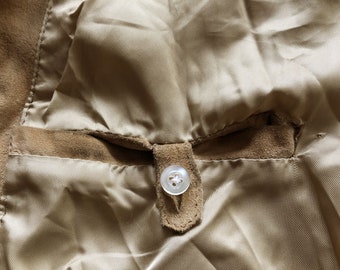 ヴィンテージベージュスエードボンバージャケット | ラウンドカラー