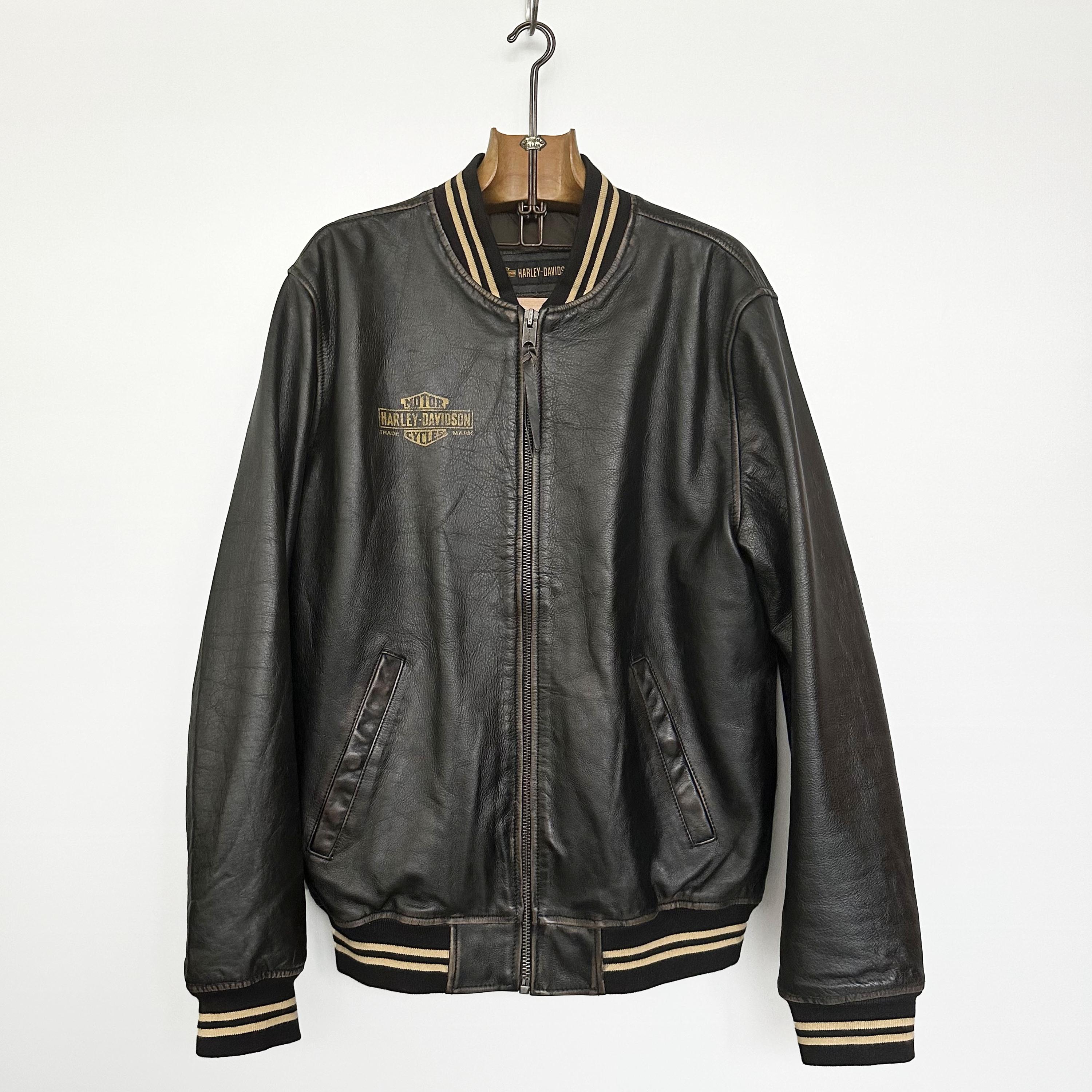 Vintage Harley Davidson Leather Varsity Jacket | Bald Eagle Logo  display picture 1