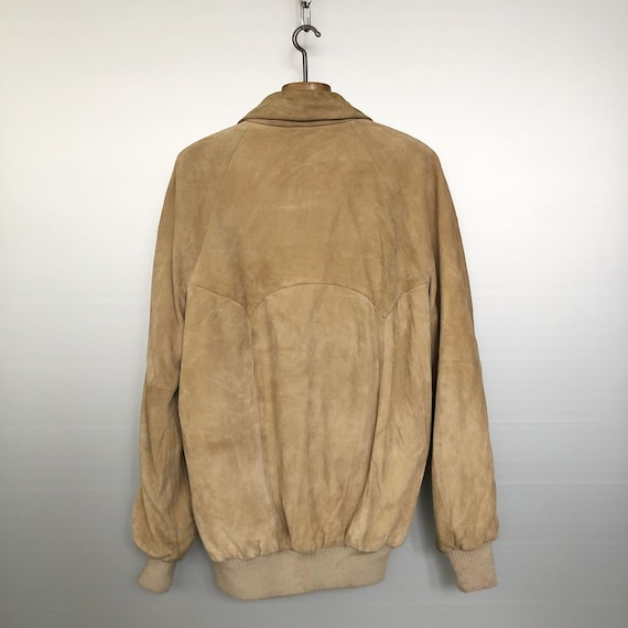 Vintage Beige Suede Bomber Jacket - Etsy Vintage Beige Suede Bomber Jacket - Etsy