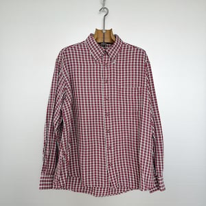 Vintage Flannel Shirt | Red, Navy & White Small Plaid | CANDA Label Classic | Size XL