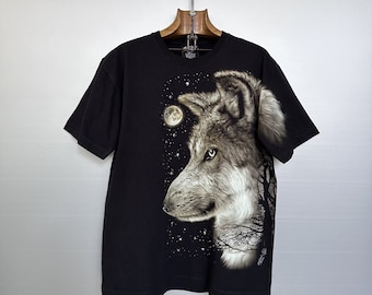 T-shirt noir loup vintage