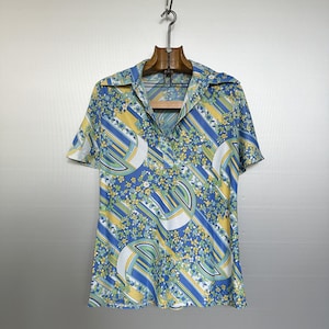 Vintage 70s Floral Polo Top
