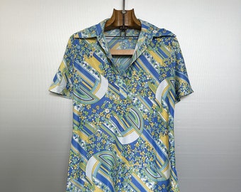 Vintage 70s Floral Polo Top