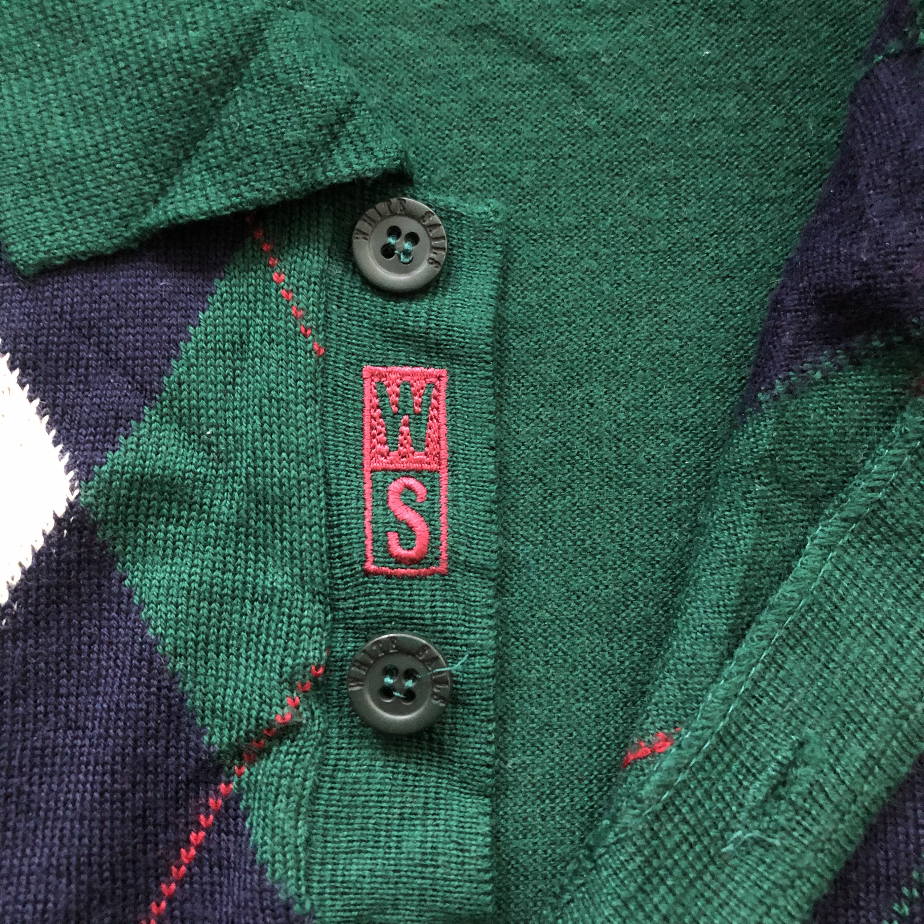 Vintage Argyle Polo Sweater | Preppy Knitwear | White Sails | M - Etsy