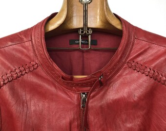 Giacca vintage in pelle rossa Italia