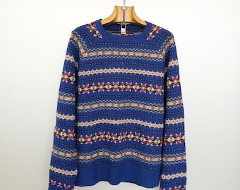 Vintage Blue Geometric Knitwear