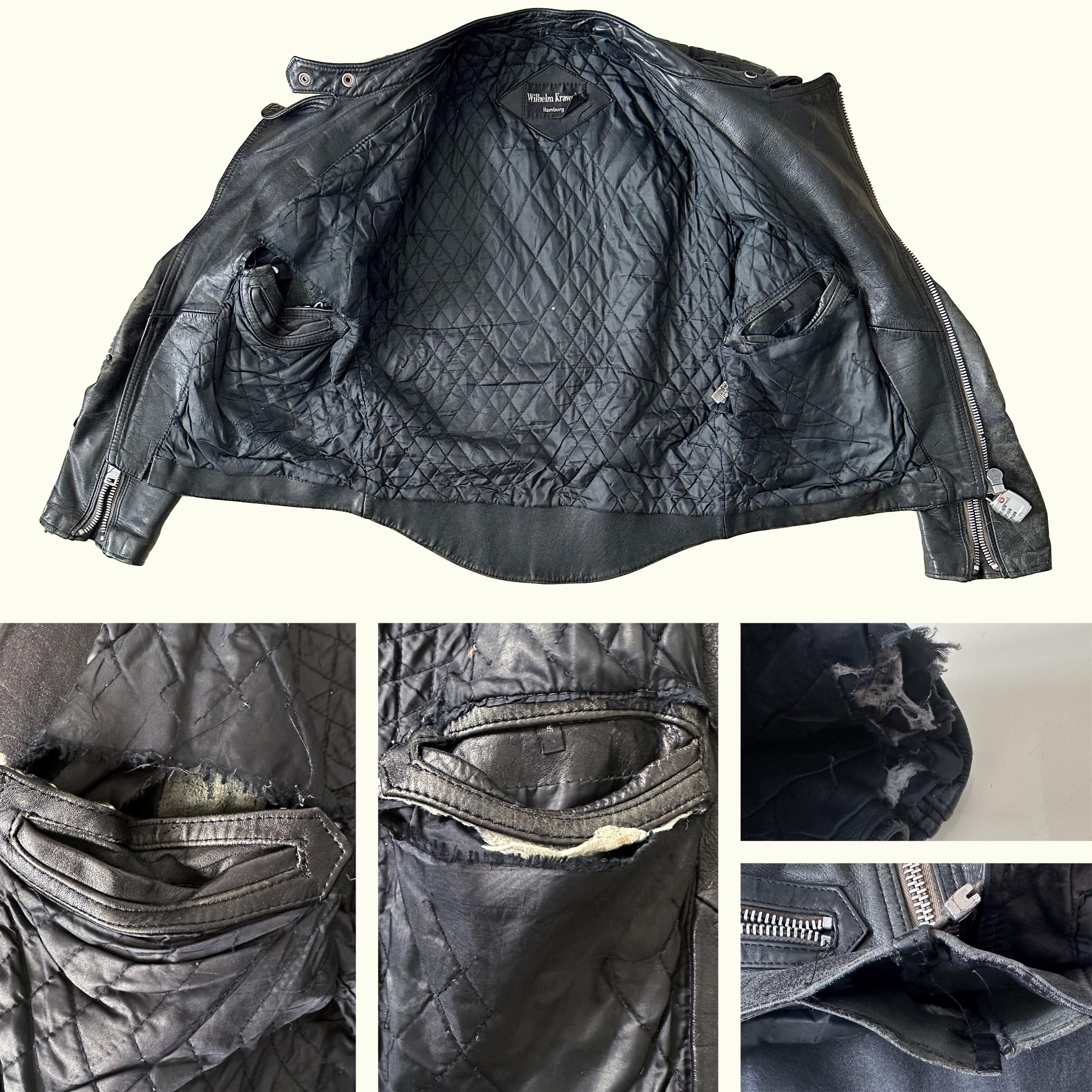 Vintage Wilhelm Krawehl Leather Biker Jacket | Punk Rock, Size 52