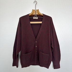 Vintage Scottish Cardigan | Molted Dark Green & Red Geelong Wool | Bryant of Scotland | Size M