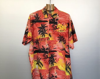 Men's Short Sleeve Red Hawaiian Style Shirt - Etsy