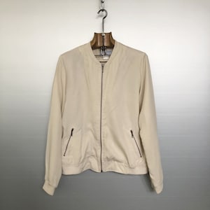 Vintage Light Beige Bomber Jacket