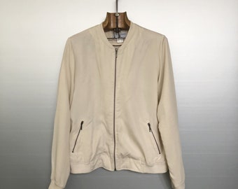 Vintage Light Beige Bomber Jacket