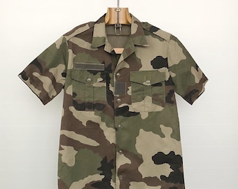 Vintage French Army Camo Shirt | CE Camouflage Military | Mageco France | M