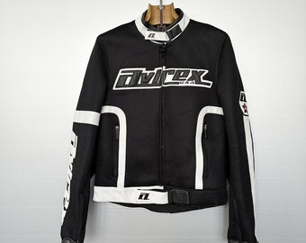 Vintage Black Mesh White Leather Biker Jacket