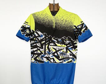 Vintage Cycling Jersey | Geometric Optical Print | Tommaso Italy | XS