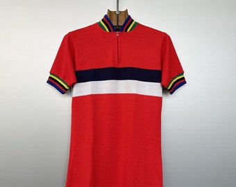 Jersey de ciclismo rojo vibrante vintage