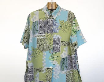 Koszula hawajska w stylu vintage | Wzór kwiatowy z motywem zwierząt | San Remo | M/L