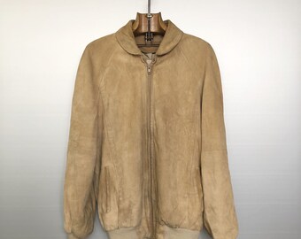 ベージュ スエード ボンバージャケット ヴィンテージベージュスエードボンバージャケット | ラウンドカラー