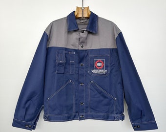 Veste workwear bleue et grise vintage