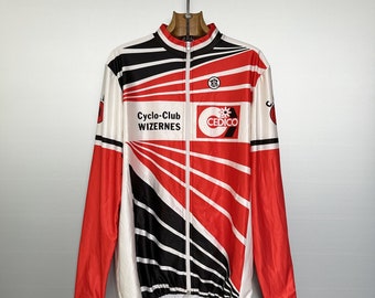 Vintage White Red Black Cycling Jersey