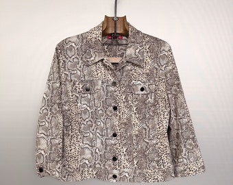 Vintage Snakeskin Printed Trucker Jacket