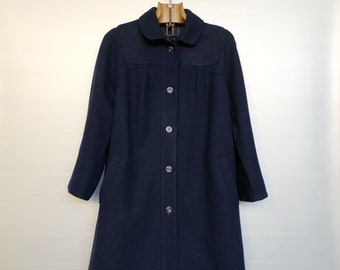 Vintage Coat Wool Cashmere Blue Color 80s Fashion Classic - Etsy