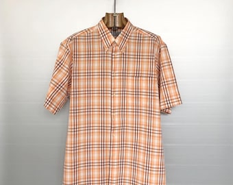 Vintage Lumberjack Shirt | Orange Plaid 70s Vibe | 90s Loose Fit Cotton | L