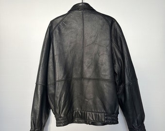 Vintage Black Leather Flight Jacket - Etsy Vintage Black Leather Flight Jacket - Etsy