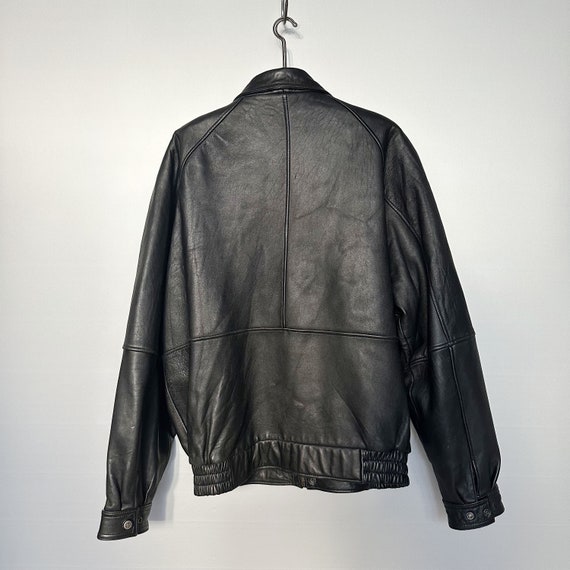 Vintage Black Leather Flight Jacket - Etsy Vintage Black Leather Flight Jacket - Etsy