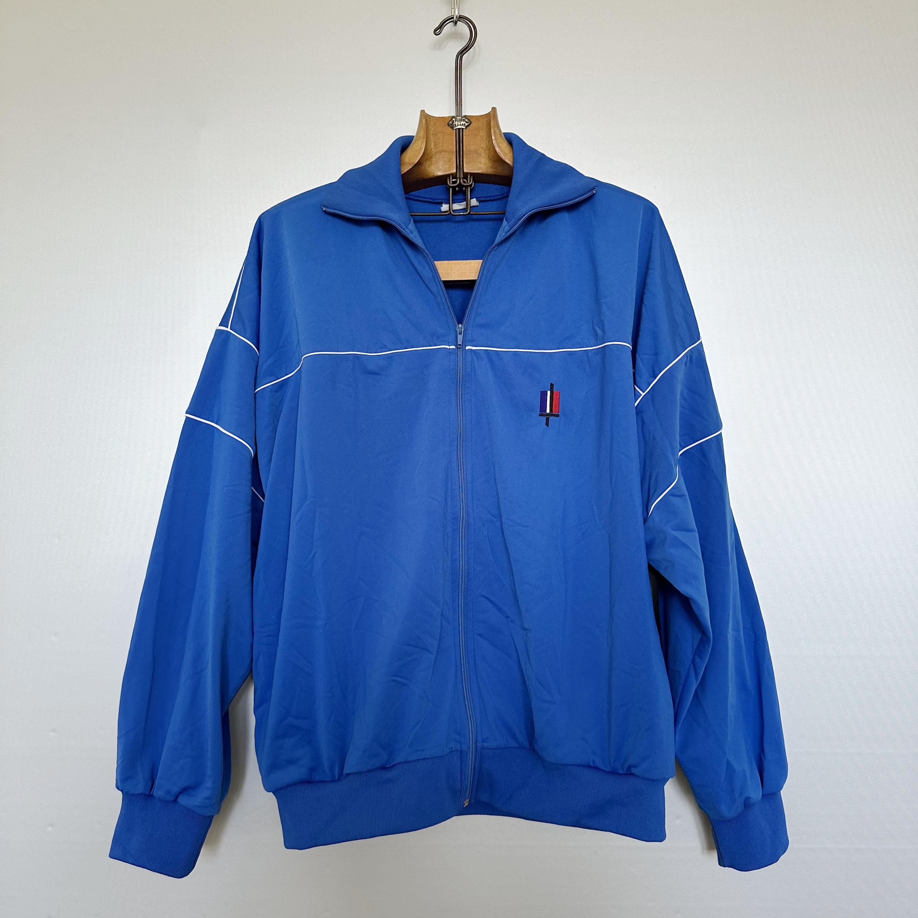 Vintage French Army Track Jacket | 80s/90s Azure Blue Bomber, Size