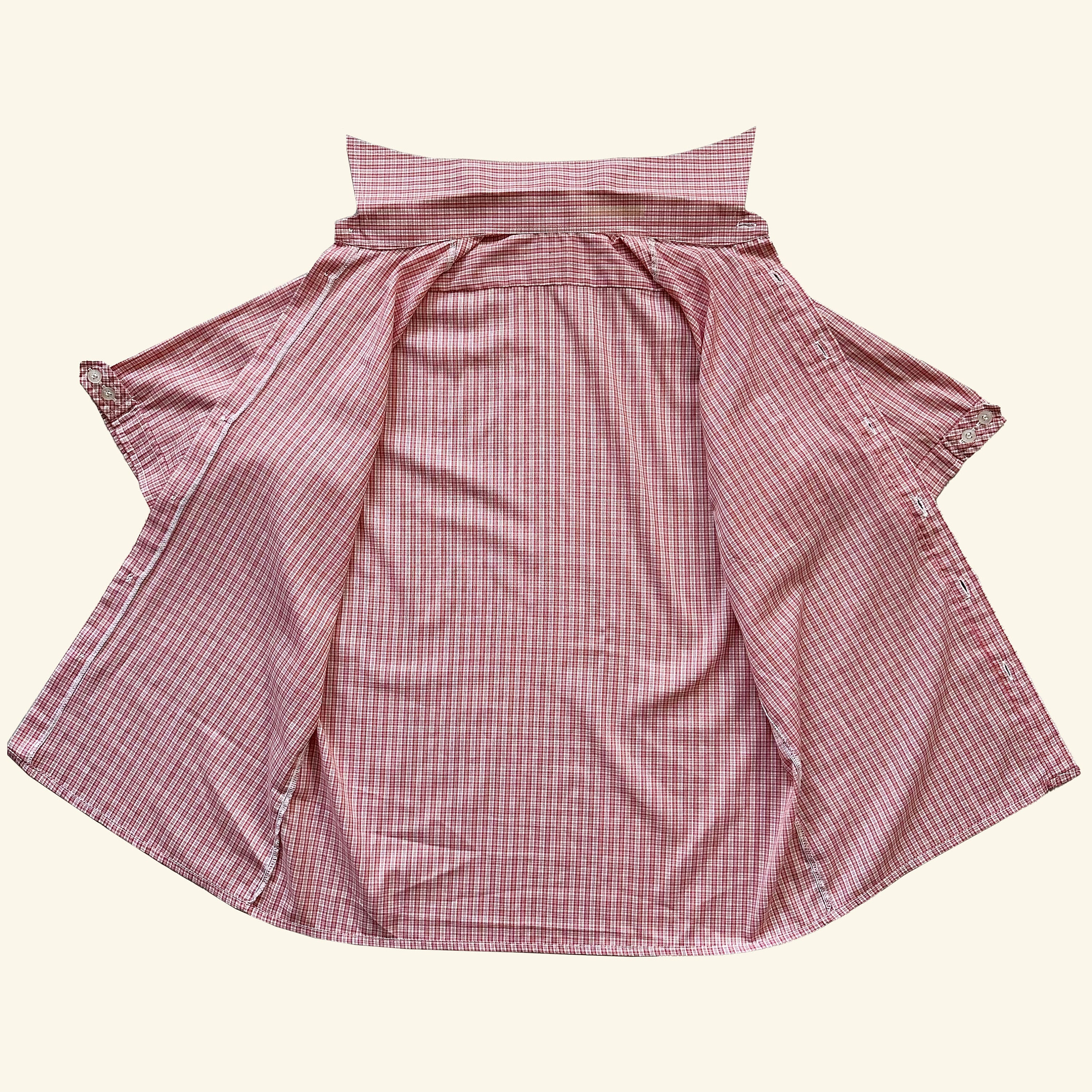 Chemise Manches Courtes Carreaux Rouge Vintage Années 80 - Taille M - Style Rétro Bowling