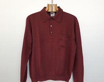 Vintage 60s Mens Acrylic Knit Polo Shirt M Rab TOWNCRAFT by