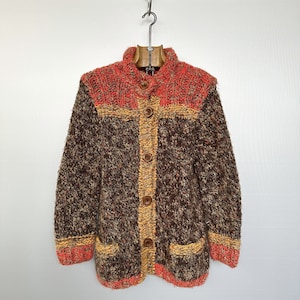 Vintage Orange handgestrickter Pullover