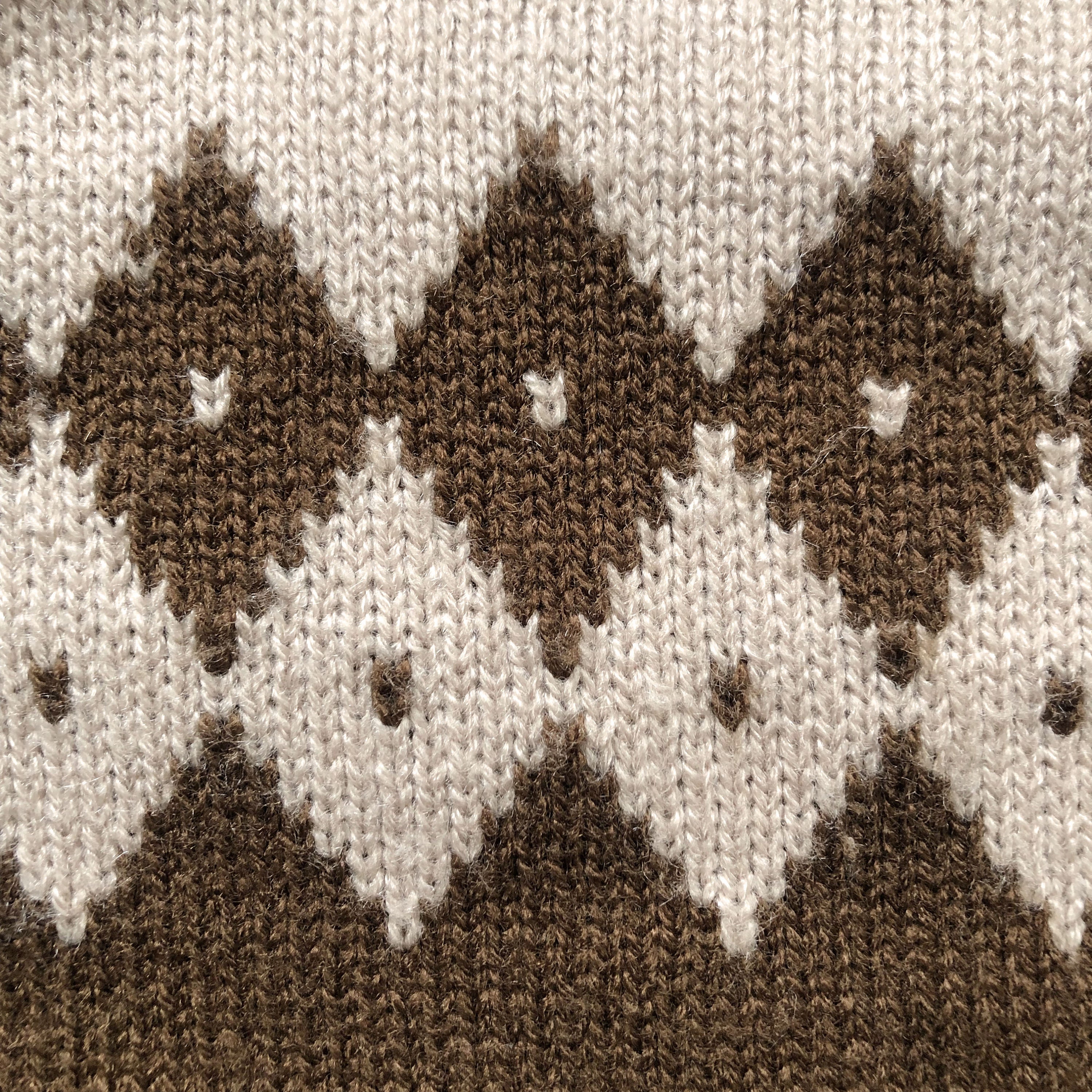 Vintage 80s Diamond Beige Brown Knitwear - Etsy