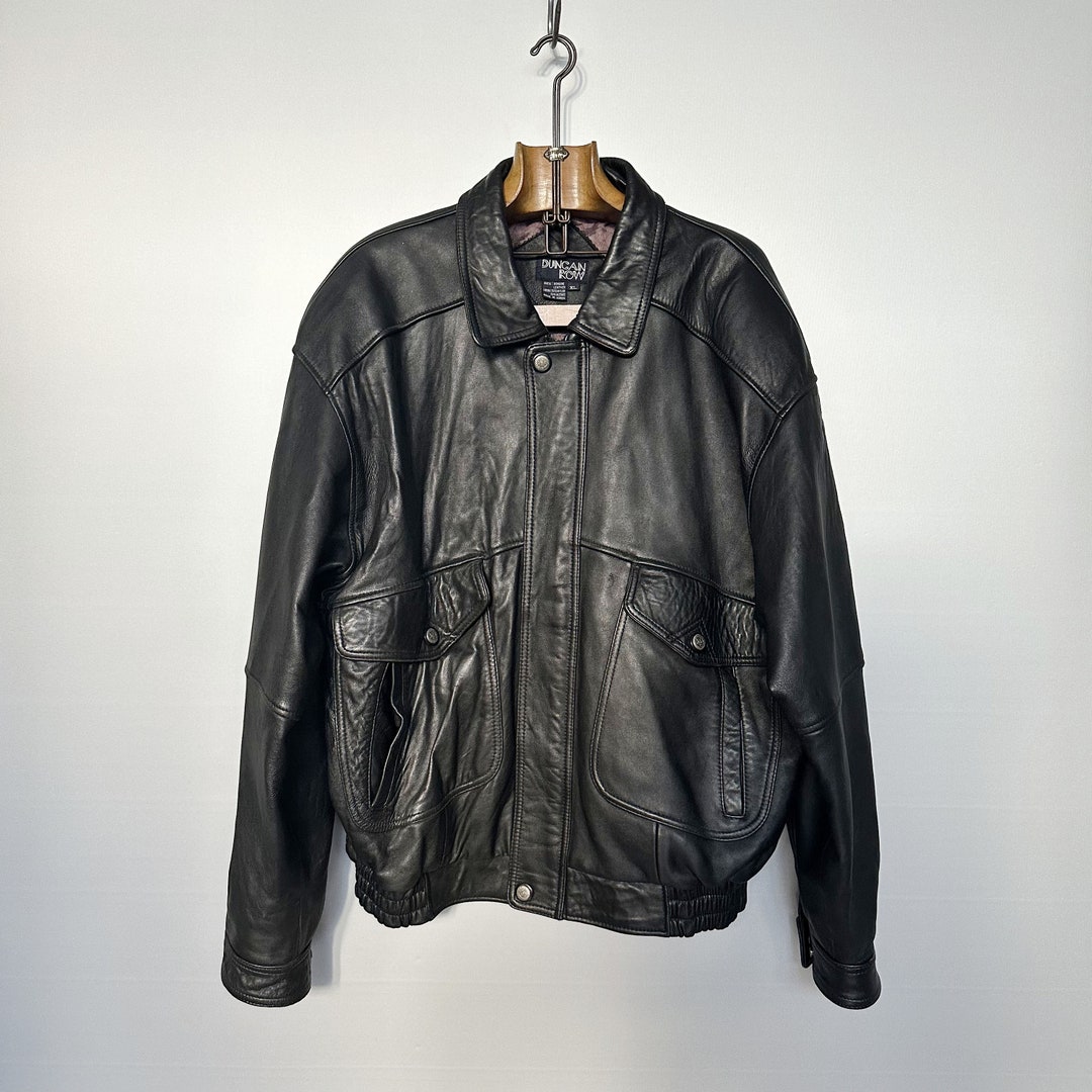 Vintage Black Leather Flight Jacket - Etsy Vintage Black Leather Flight Jacket - Etsy