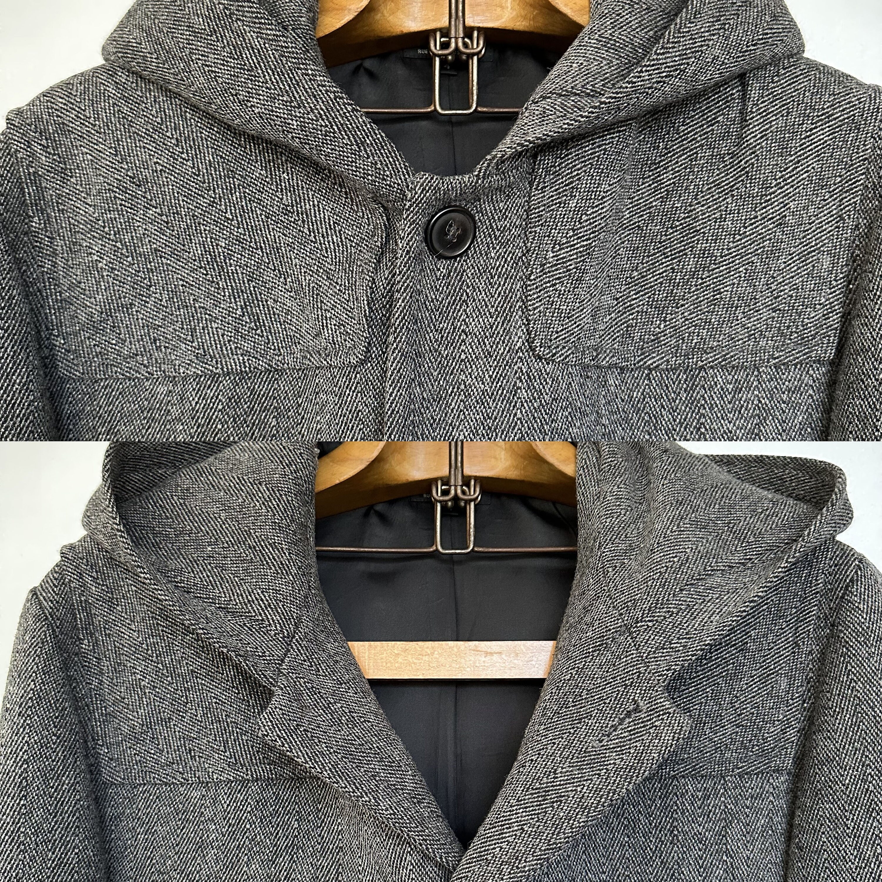 ヴィンテージ A.P.C. ヘリンボーンウール フード付きコート | フランス